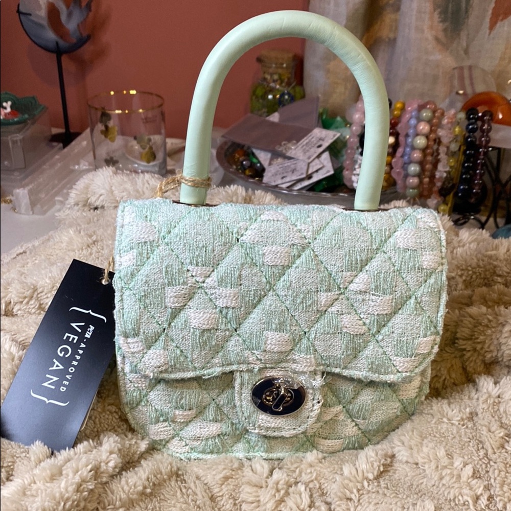 Vegan Mint Green Quilted Handbag